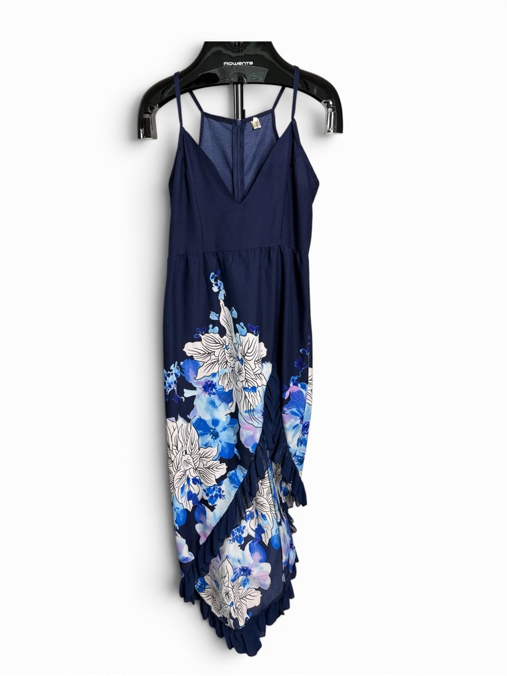 Navy Floral Ruffle High-Low Sundress - Picture 2 of 6